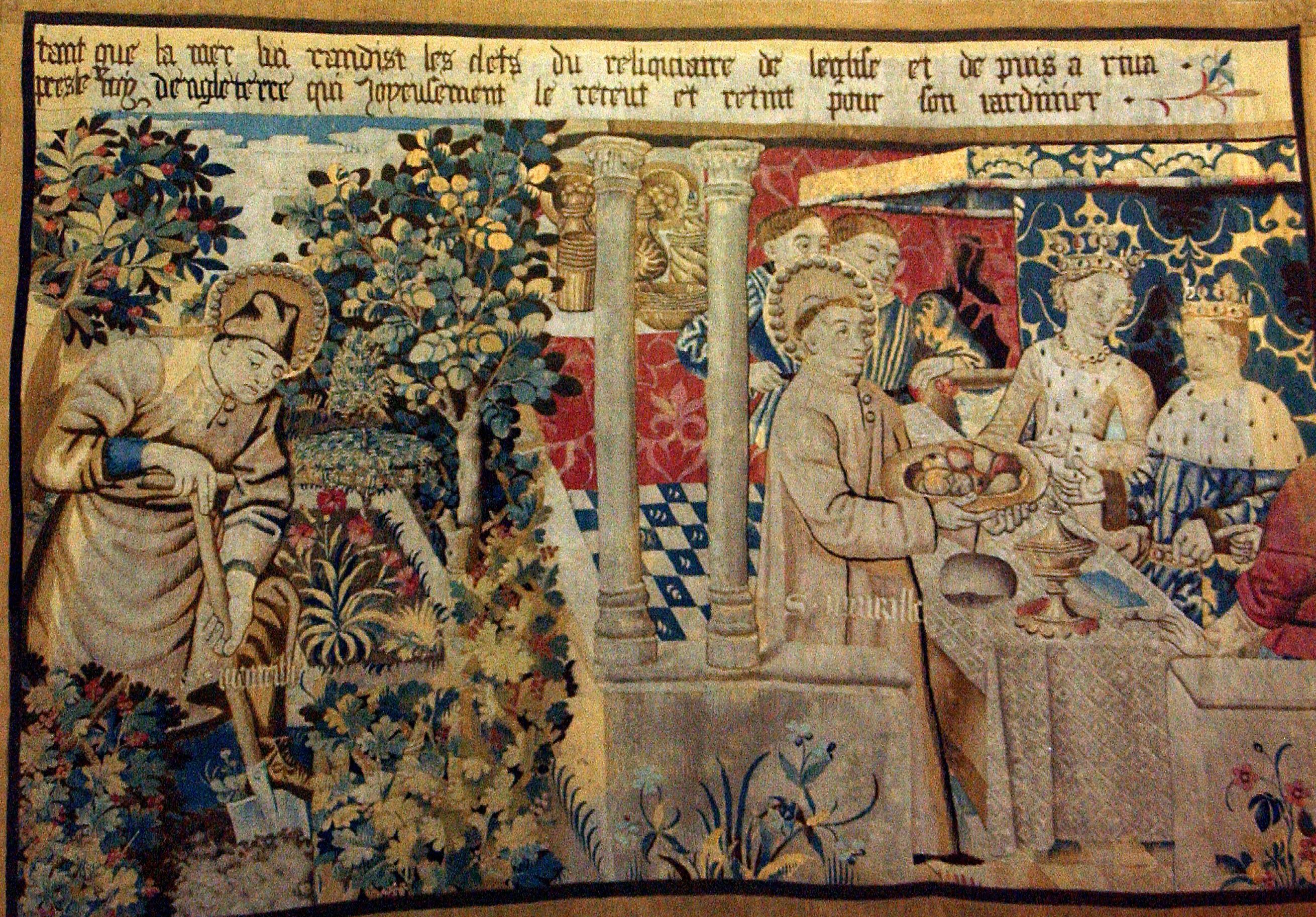 Scène Cour Fête Vintage Tapisserie Murale Belge Ancienne - Scène De Cour De Fête - 67 X 50 Pouces - Vintage Tableau Suisse