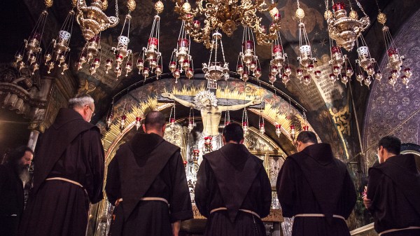 Franciscans pray at Holy Sepulcher in Jerusalem