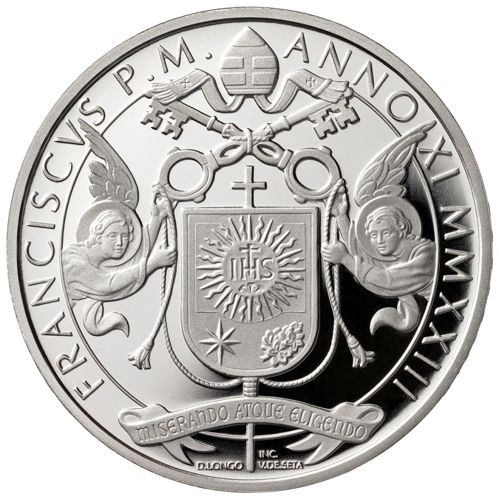 10 euro silver coin issued by the Vatican Mint dedicated to Benedict XVI