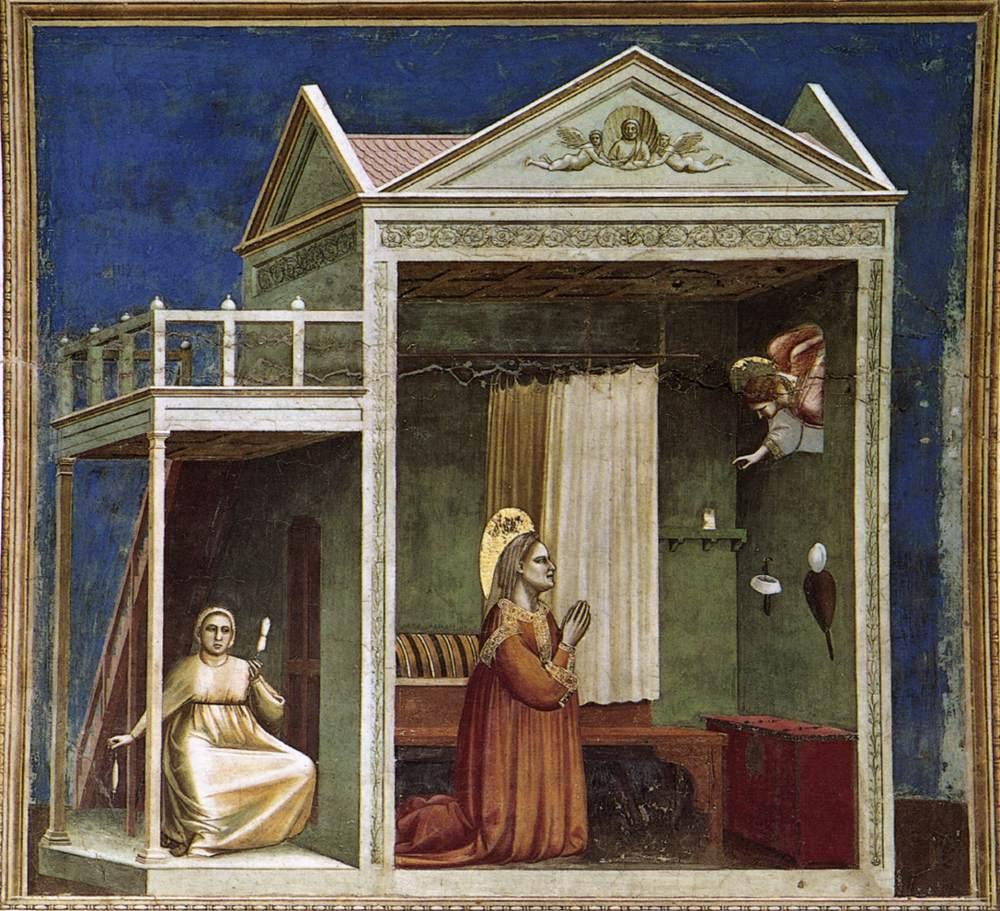 la vie de la Vierge Marie :  Un modèle pour toutes les mères Giotto_di_Bondone_-_No._3_Scenes_from_the_Life_of_Joachim_-_3._Annunciation_to_St_Anne_-_WGA09171