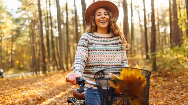 Woman bike autumn