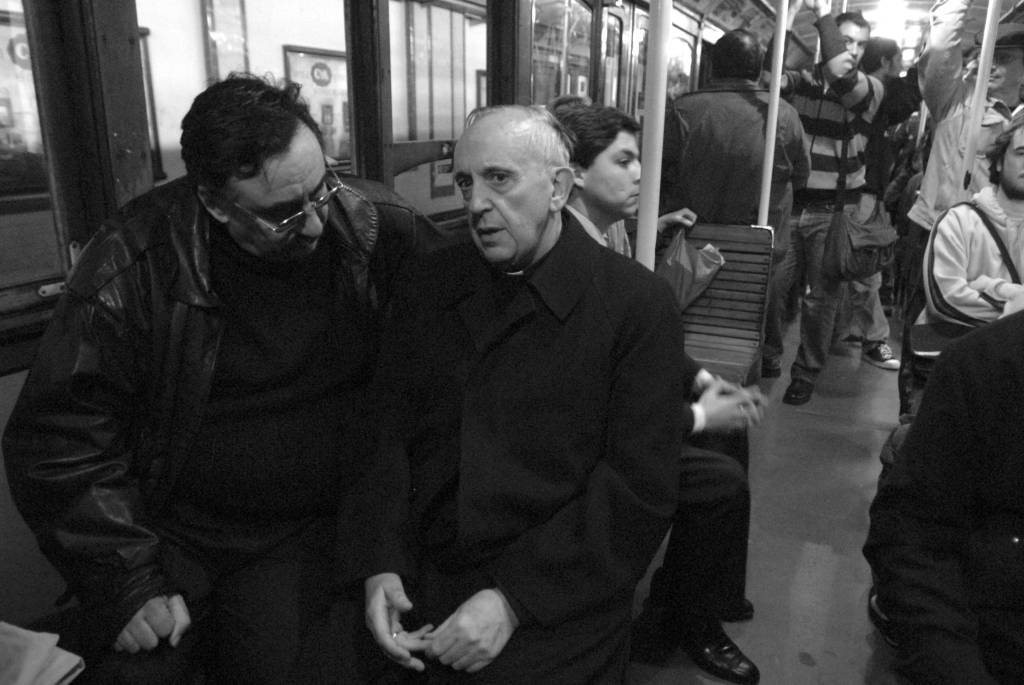 Cardinal Jorge Mario Bergoglio travels by subway in Buenos Aire
