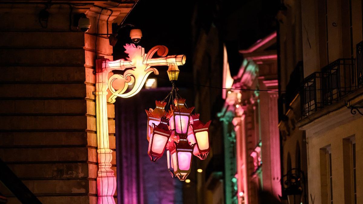Décorations, rues, Noël, Nantes, France