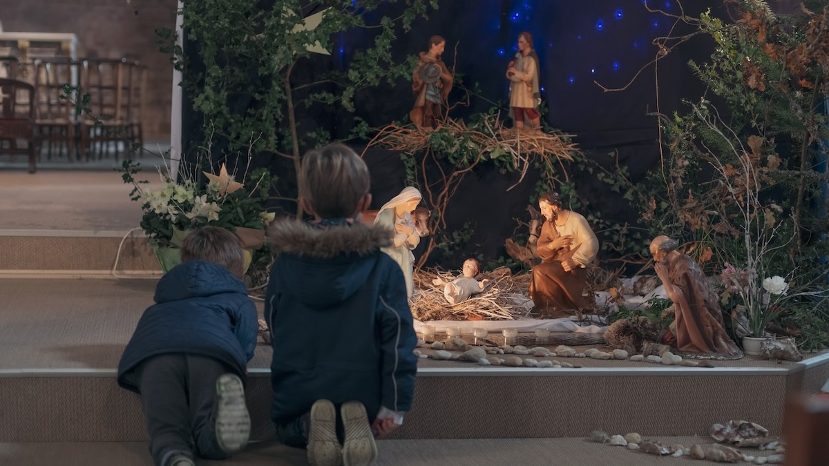 children nativity scene Christmas boys