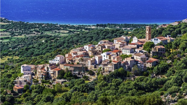 Corse, Aregno, village, France, clocher, église, patrimoine