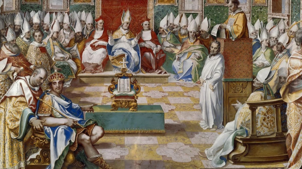 Le premier concile de Nicée, ch. 1560. Organisateur : Nebbia, Cesare (1536-1614). Trouvé dans la collection des Musei Vaticani de Viale Vaticano, Rome.