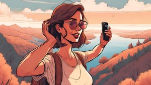 woman smartphone landscape