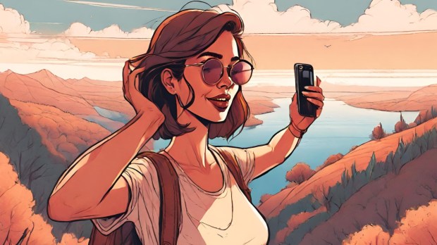 woman smartphone landscape