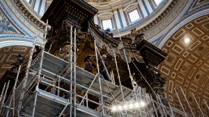 First Phase of the restoration works of the Baldacchino of St. Peter's Basilica