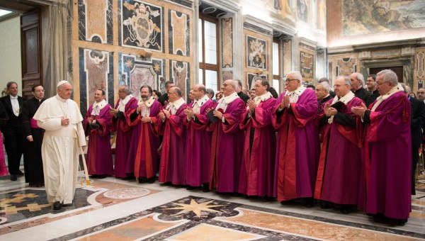 Pope Francis meeting members of the Roman Rota