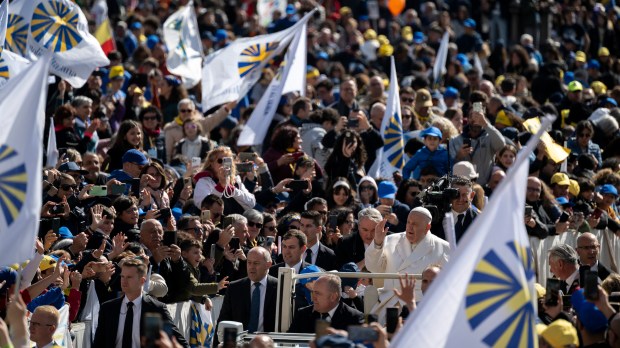 Pope Francis audience with the Italian Catholic Action Association (Azione Cattolica) in St.Peter's Square at the Vatican on April 25, 2024