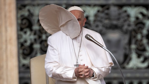 Pope Francis during his weekly general audience in St. Peter's square at the Vatican on April 10, 2024