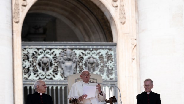 Pope Francis during his weekly general audience in St. Peter's square at the Vatican on August 28, 2024.