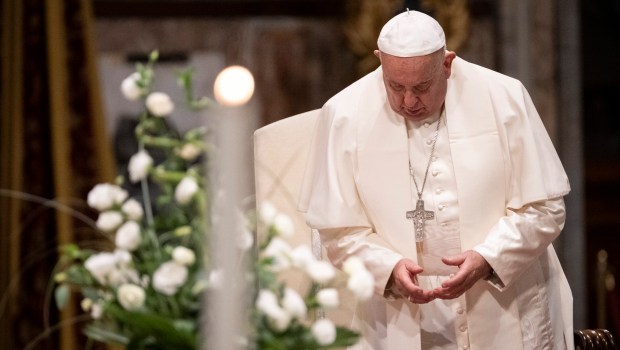 Pope Francis attends a diocesan assembly at the basilica of Saint John Lateran, on October 25, 2025 in Rome