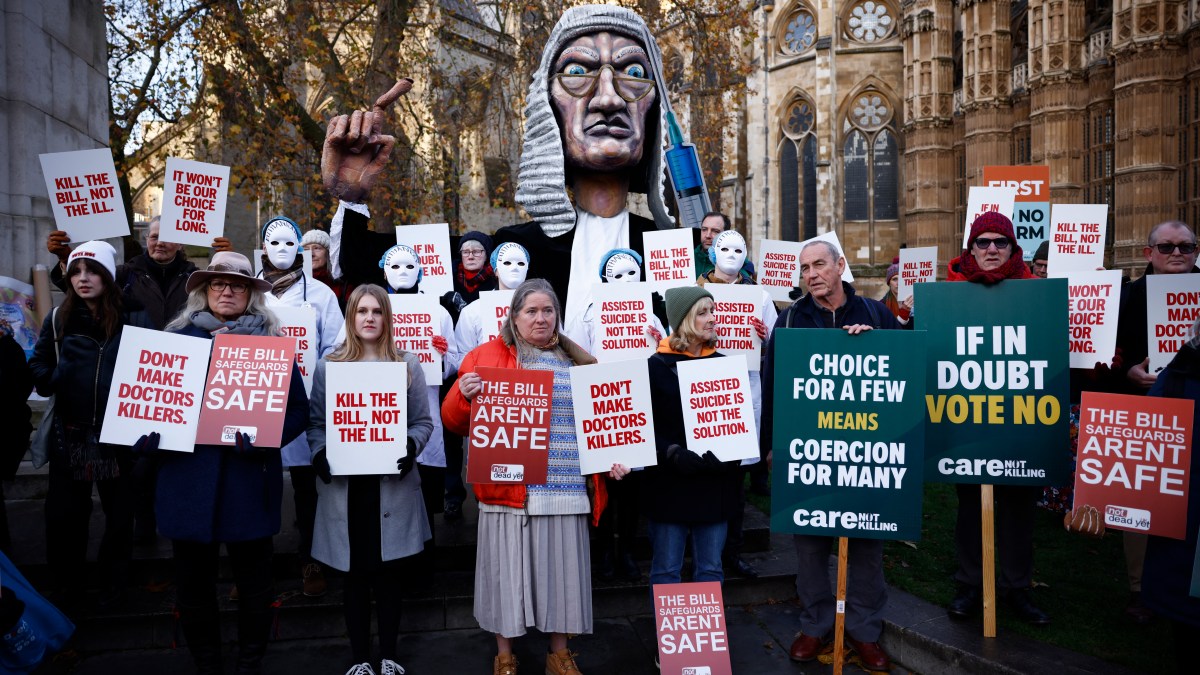 Campaigners protest assisted suicide bill in London