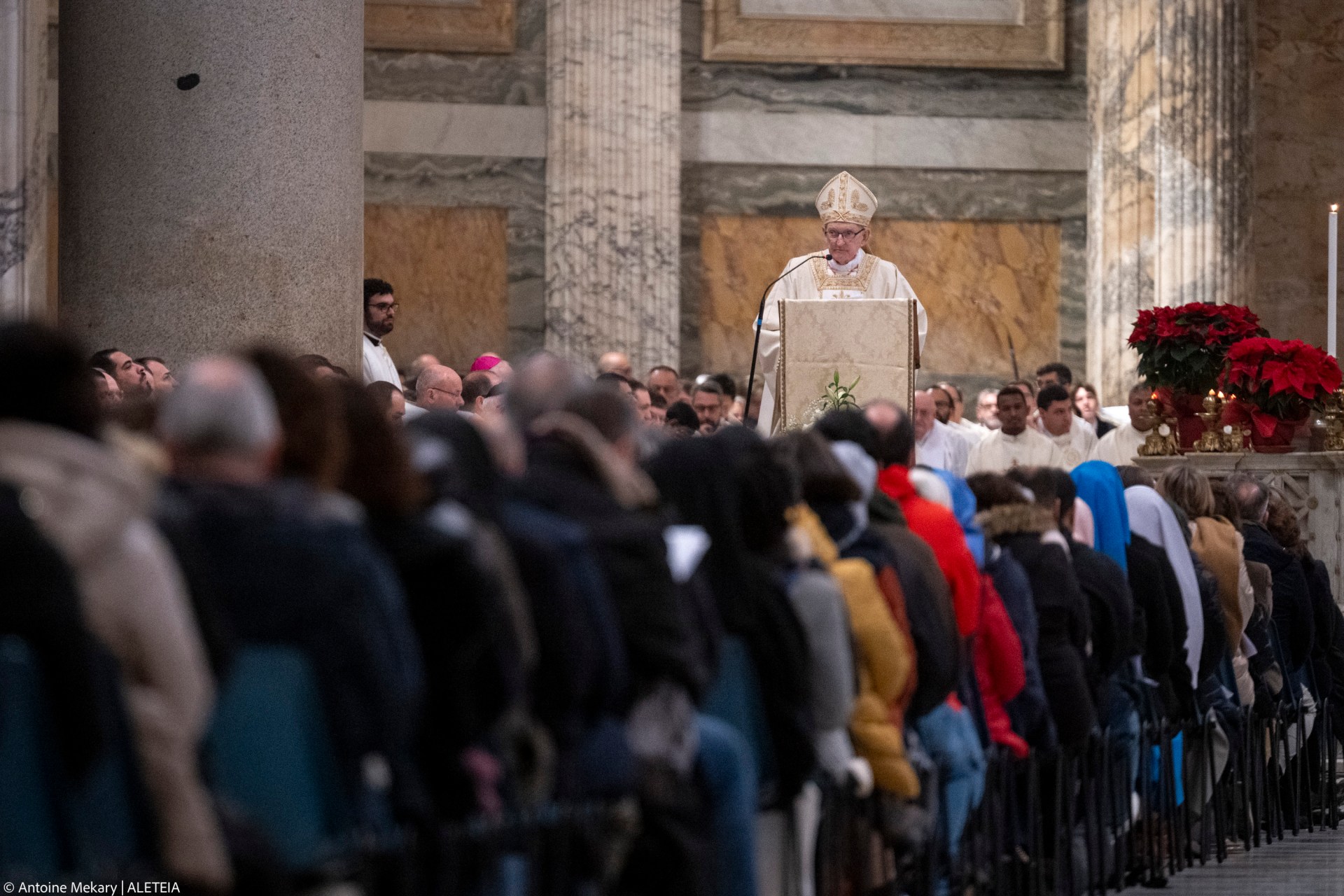 Cardinal James Michael Harvey attends a mass after opening the Holy Door of the Basilica of Saint Paul Outside the Walls during a ceremony for the Catholic Jubilee Year, in Rome on January 5, 2025