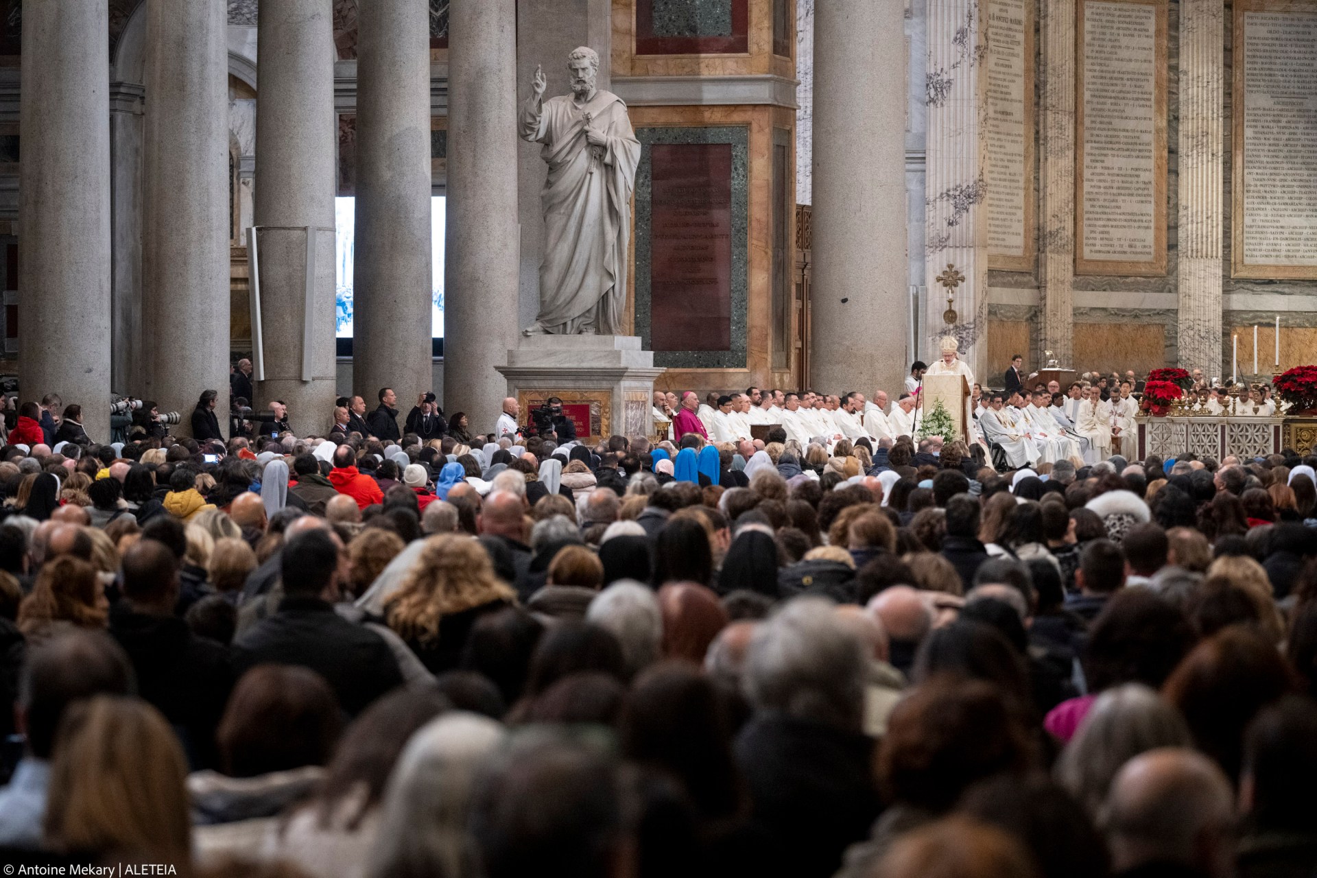 Cardinal James Michael Harvey attends a mass after opening the Holy Door of the Basilica of Saint Paul Outside the Walls during a ceremony for the Catholic Jubilee Year, in Rome on January 5, 2025