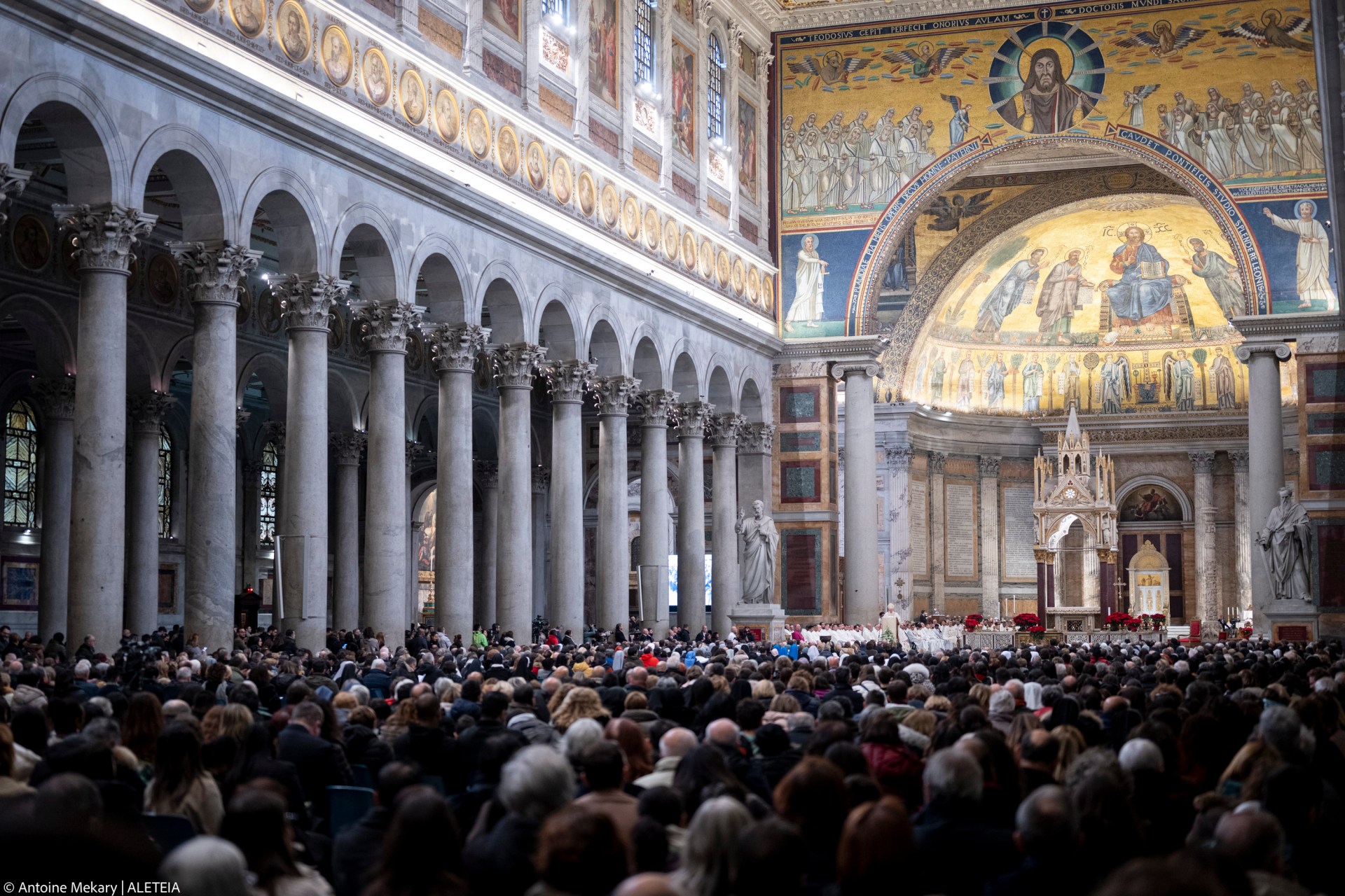Cardinal James Michael Harvey attends a mass after opening the Holy Door of the Basilica of Saint Paul Outside the Walls during a ceremony for the Catholic Jubilee Year, in Rome on January 5, 2025