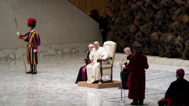 Pope Francis during his weekly general audience in Paul VI Hall at the Vatican on January 29, 2025.