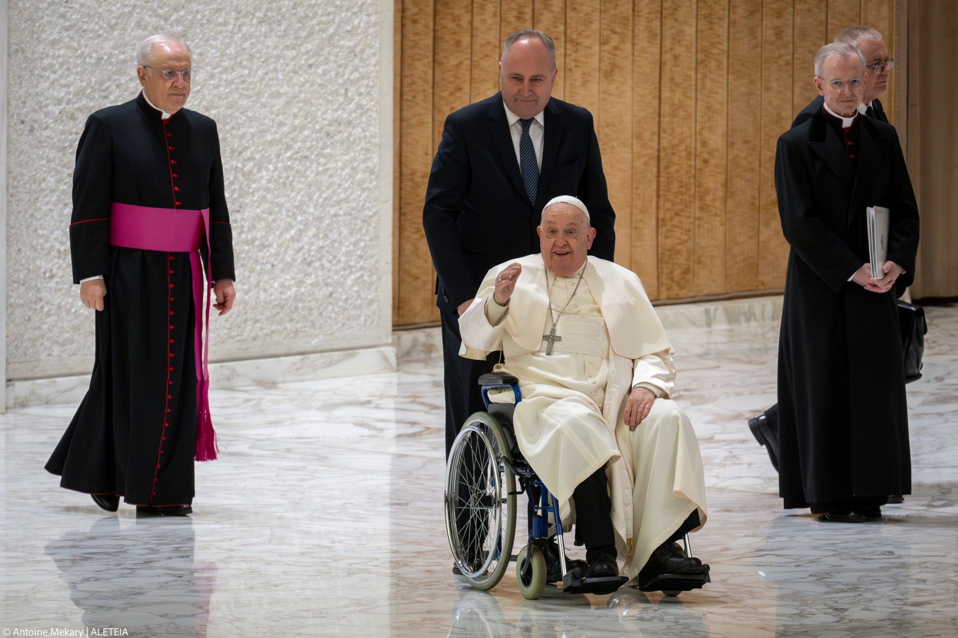 Pope Francis during his weekly general audience in Paul VI Hall at the Vatican on January 15, 2025