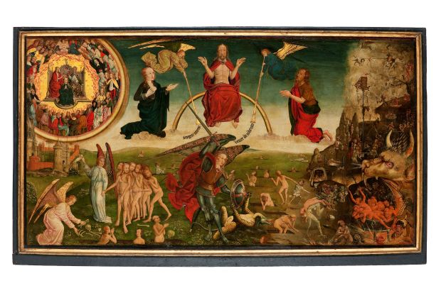 Retable du Jugement dernier [panneau central]. École flamande, Pays-Bas du sud, fin du XVe siècle Peinture à l’huile sur bois transposée sur toile.