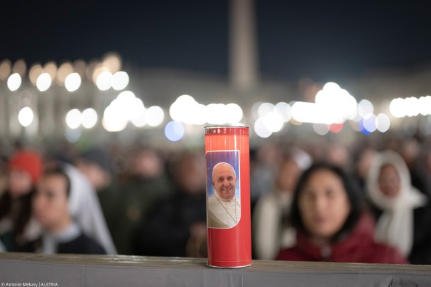 rosary prayer for Pope Francis' health in St. Peter's Square at the Vatican