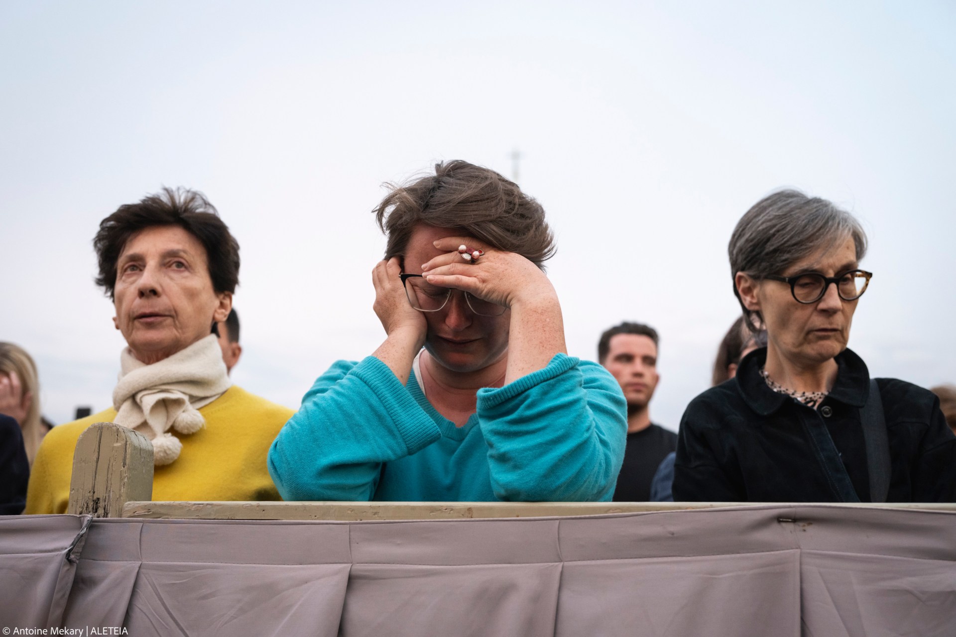 Devotees attend a Rosary in homage to Pope Francis following his death in Saint Peter's Square, the Vatican, on April 21, 2025