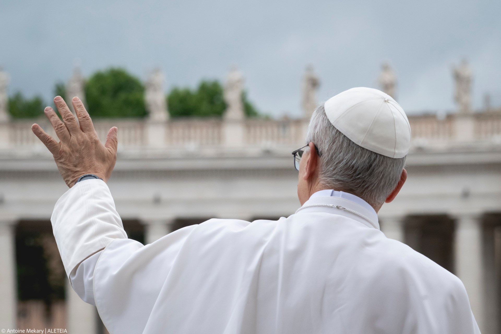 Pope Leo XIV during his first weekly General Audience in St. Peter’s Square, Vatican City, on May 21, 2025.