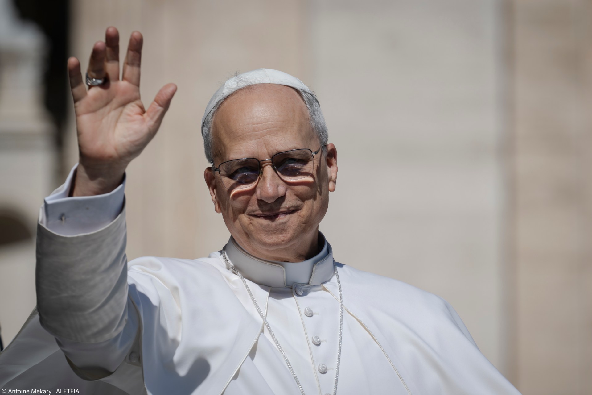 Pope Leo XIV during his weekly general audience at St Peter's Square at The Vatican, on May 28, 2025.