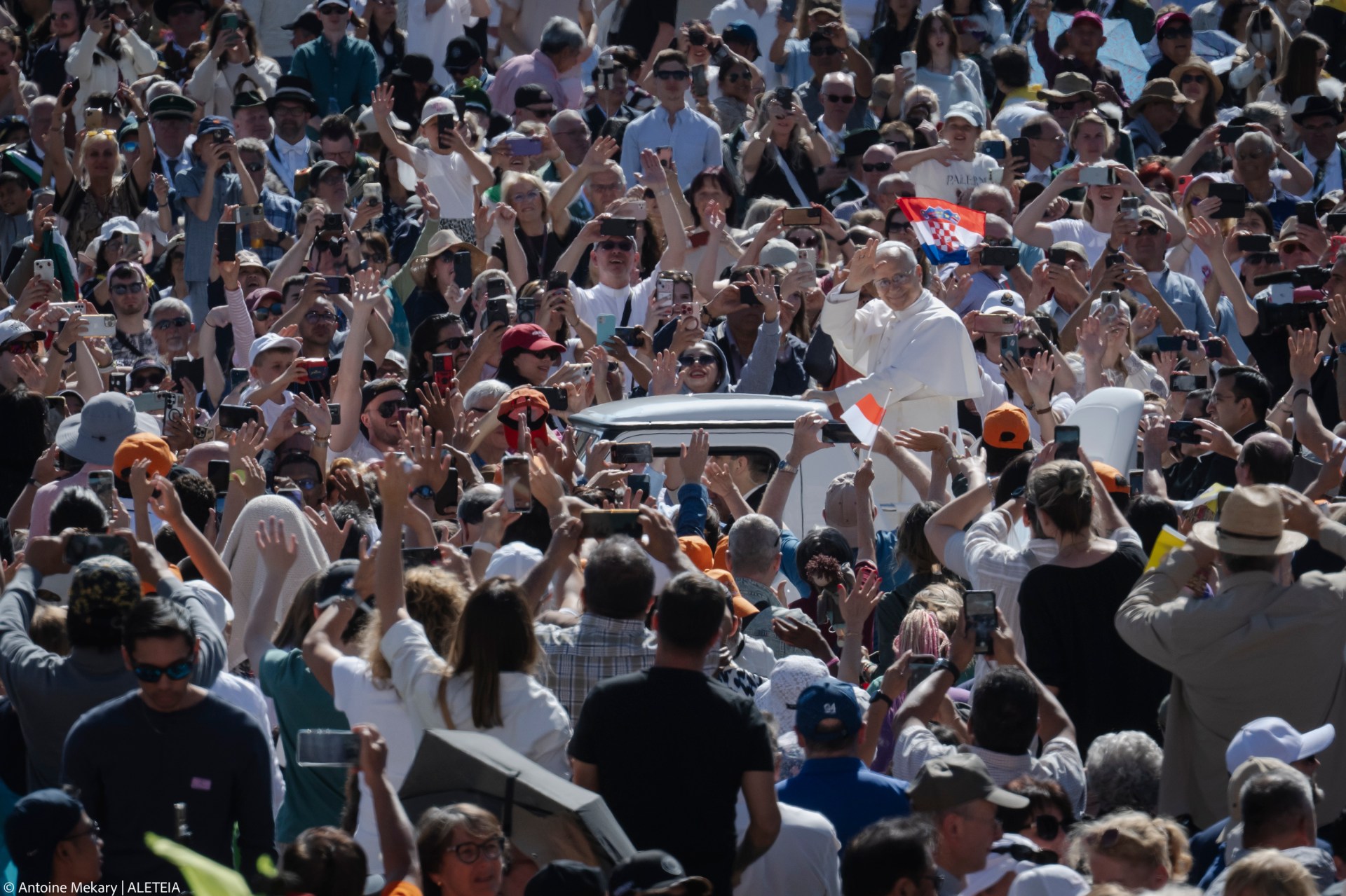 Pope Leo XIV during his weekly general audience at St Peter's Square at The Vatican, on May 28, 2025.