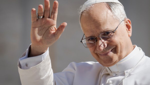 Pope Leo XIV during his weekly general audience at St Peter's Square at The Vatican, on May 28, 2025.