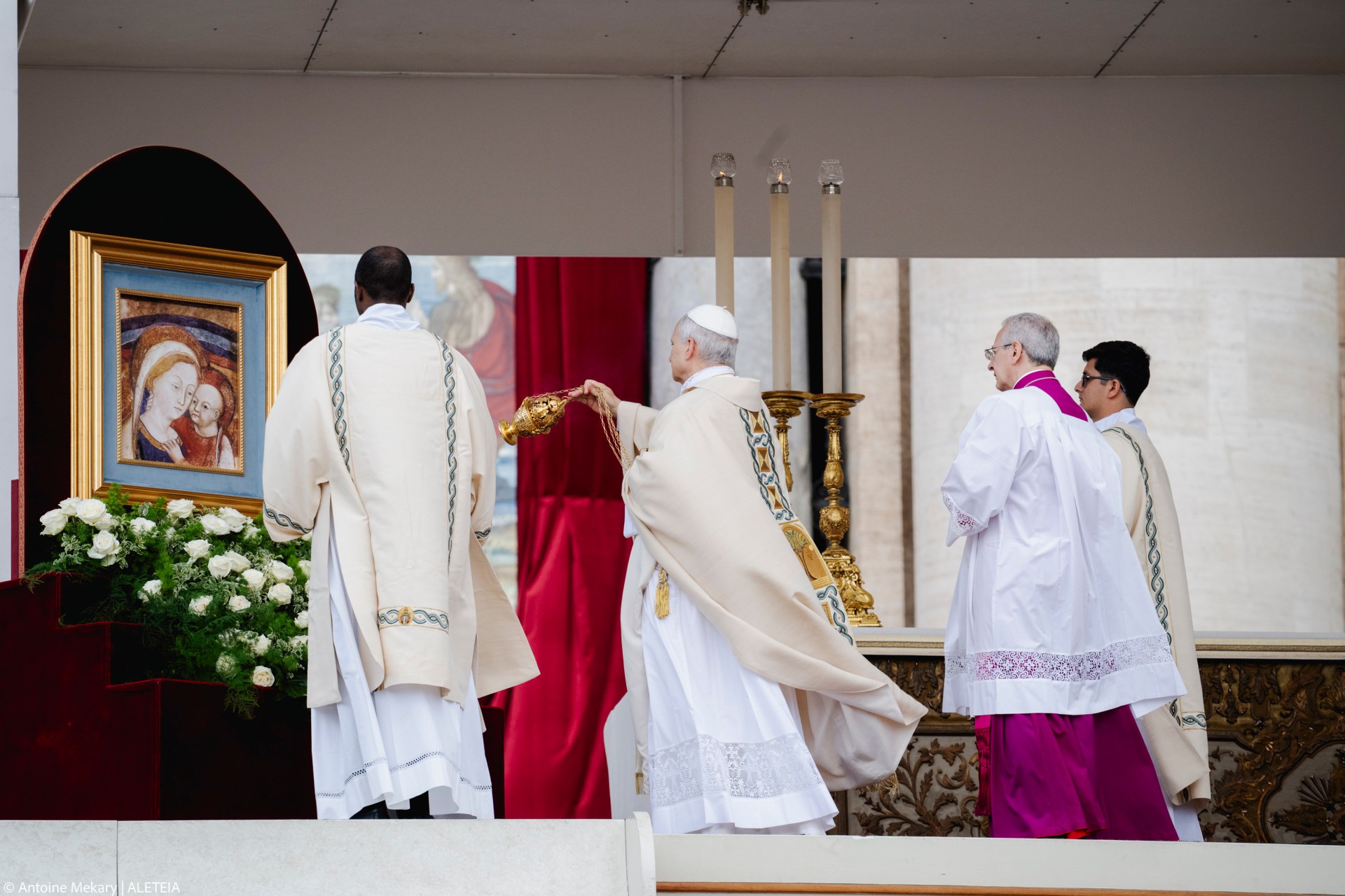 Pope Leo XIV leads a Holy Mass for the Beginning of his Pontificate, in St Peter's square in The Vatican on May 18, 2025.