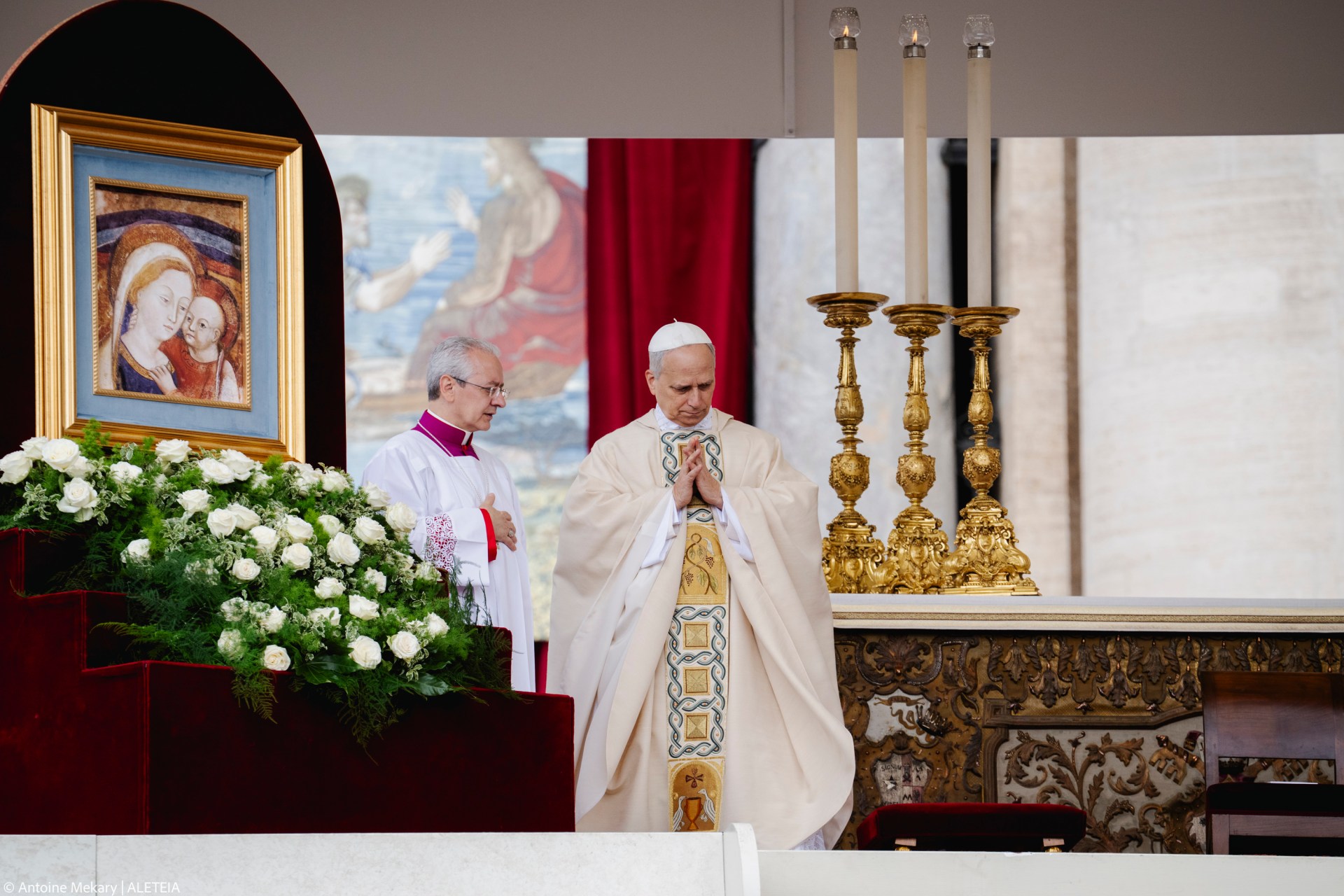 Pope Leo XIV leads a Holy Mass for the Beginning of his Pontificate, in St Peter's square in The Vatican on May 18, 2025.