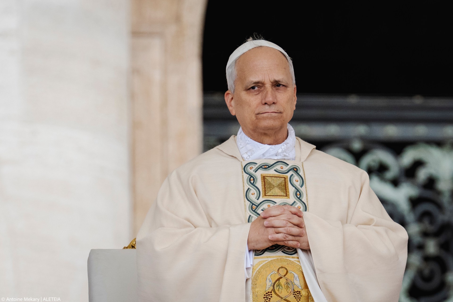 Pope Leo XIV leads a Holy Mass for the Beginning of his Pontificate, in St Peter's square in The Vatican on May 18, 2025.