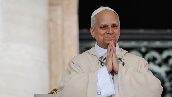 Pope Leo XIV leads a Holy Mass for the Beginning of his Pontificate, in St Peter's square in The Vatican on May 18, 2025.