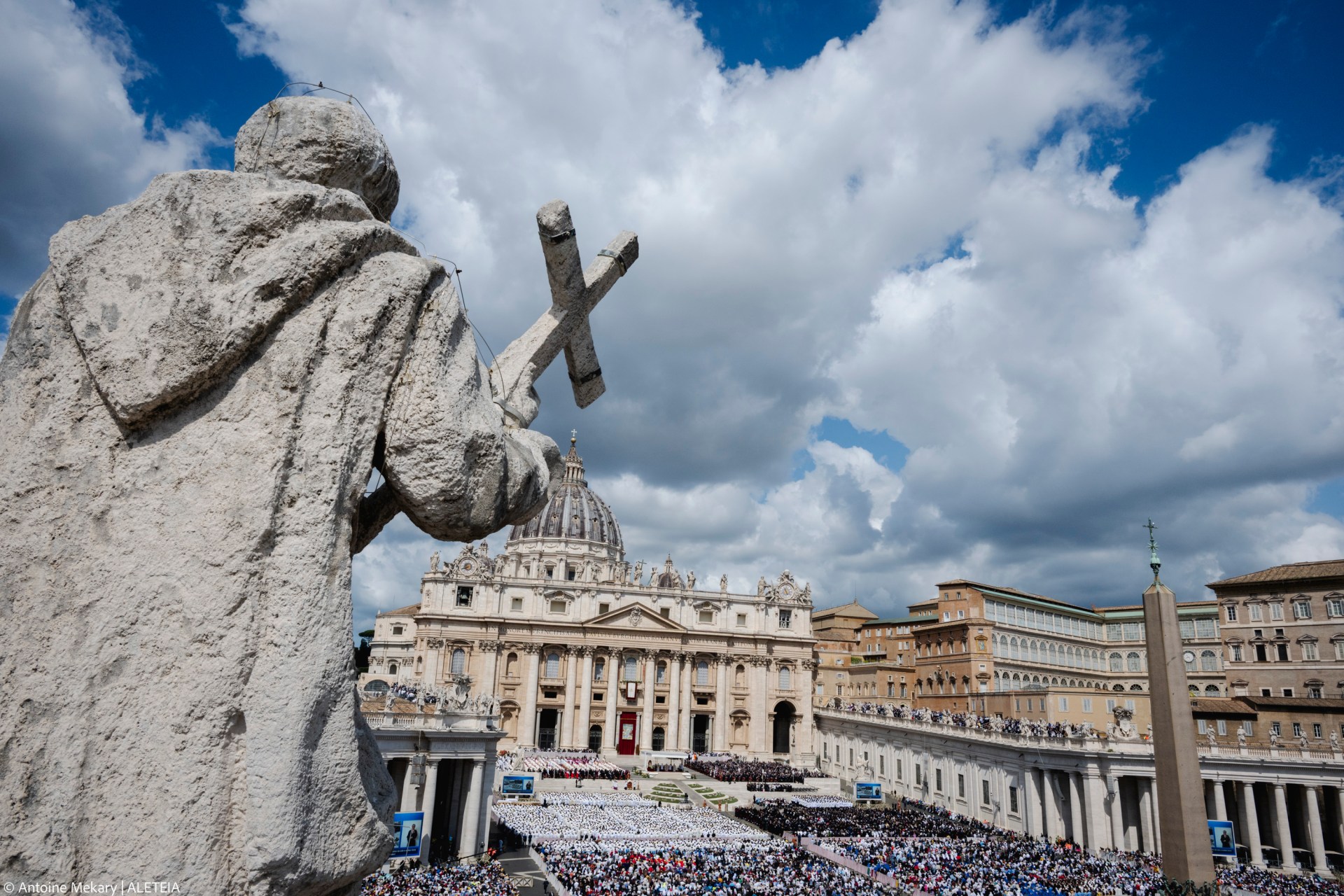 Pope Leo XIV leads a Holy Mass for the Beginning of his Pontificate, in St Peter's square in The Vatican on May 18, 2025.