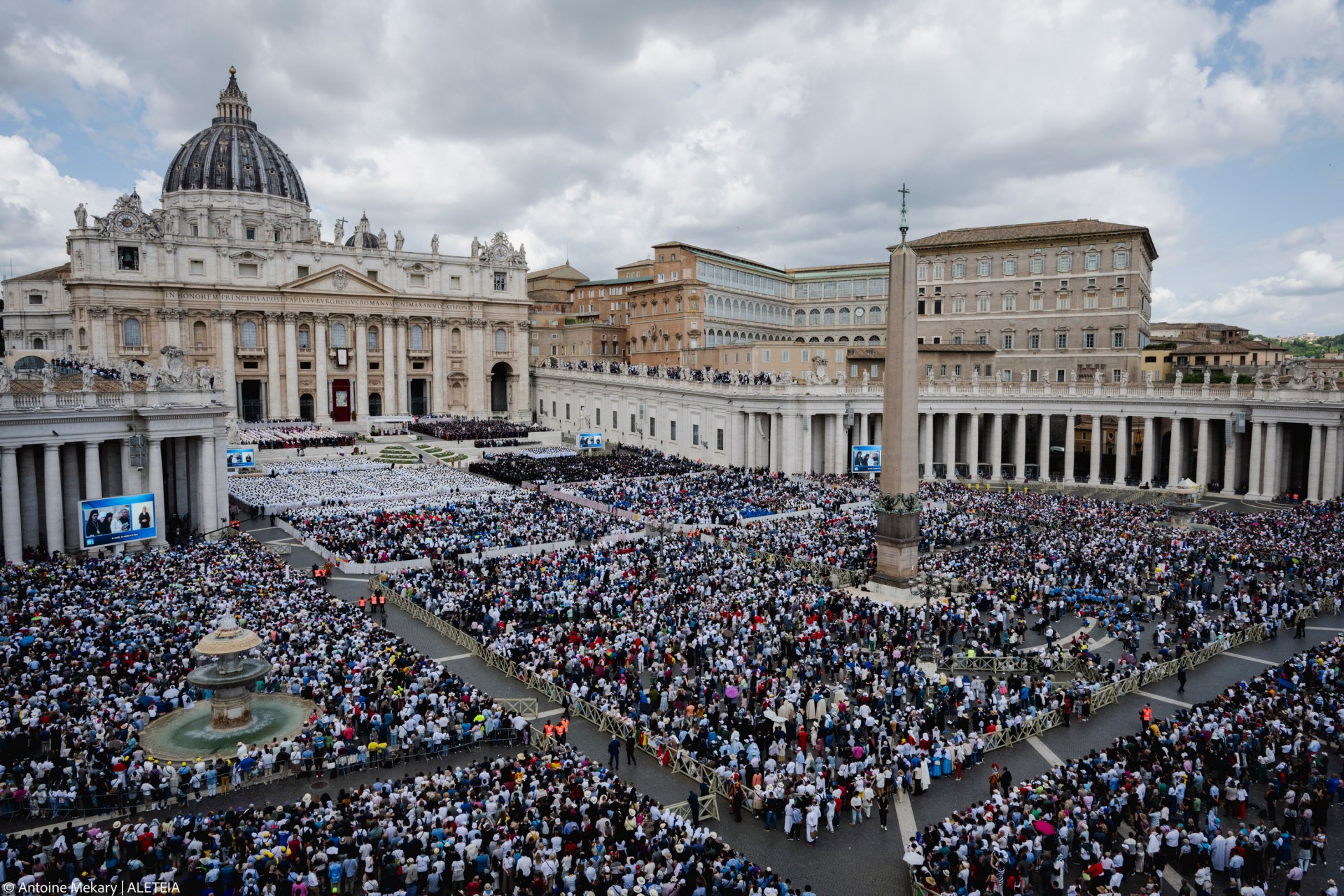 Pope Leo XIV leads a Holy Mass for the Beginning of his Pontificate, in St Peter's square in The Vatican on May 18, 2025.