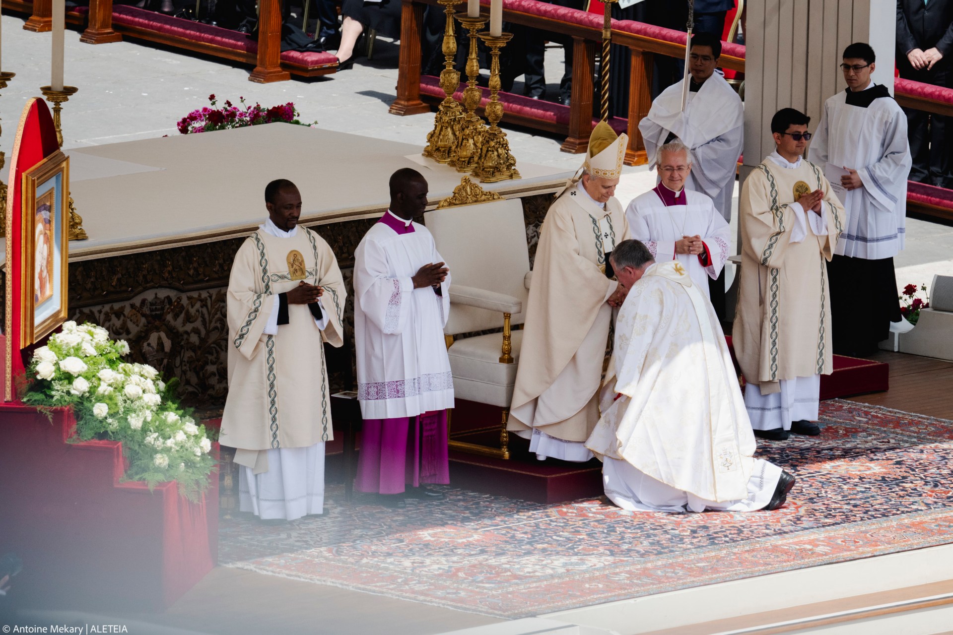 Pope Leo XIV leads a Holy Mass for the Beginning of his Pontificate, in St Peter's square in The Vatican on May 18, 2025.