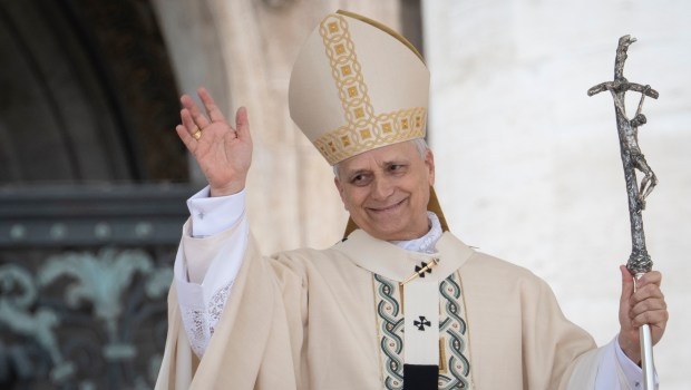 Pope Leo XIV delivers the Regina Caeli prayer after a Holy Mass for the Beginning of his Pontificate, in St Peter's square in The Vatican on May 18, 2025.