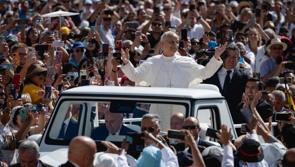 Pope Leo XIV during his weekly general audience in St. Peter's Square at the Vatican, on June 4, 2025.