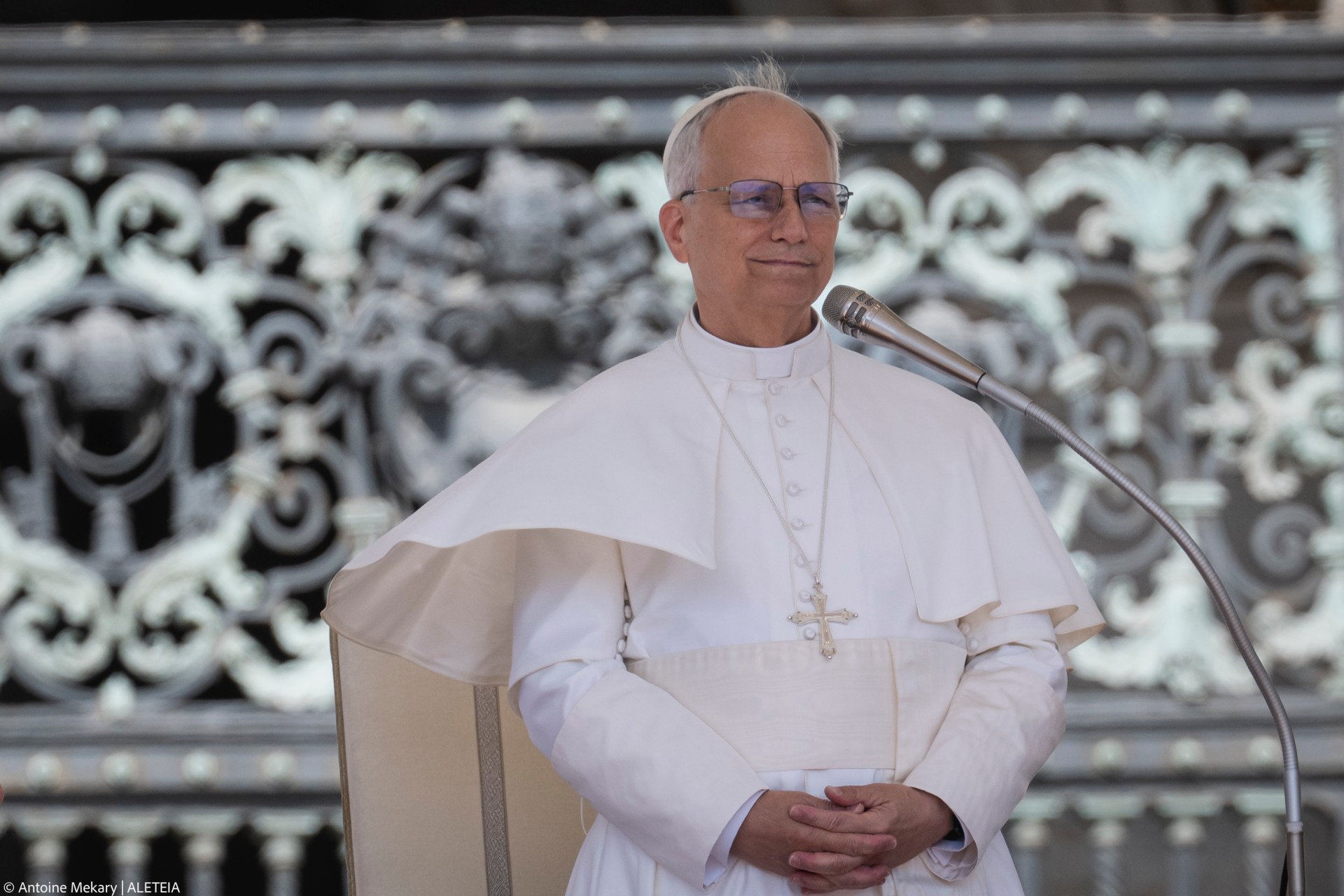 Pope Leo XIV during his weekly general audience in St. Peter's Square at the Vatican, on June 4, 2025.