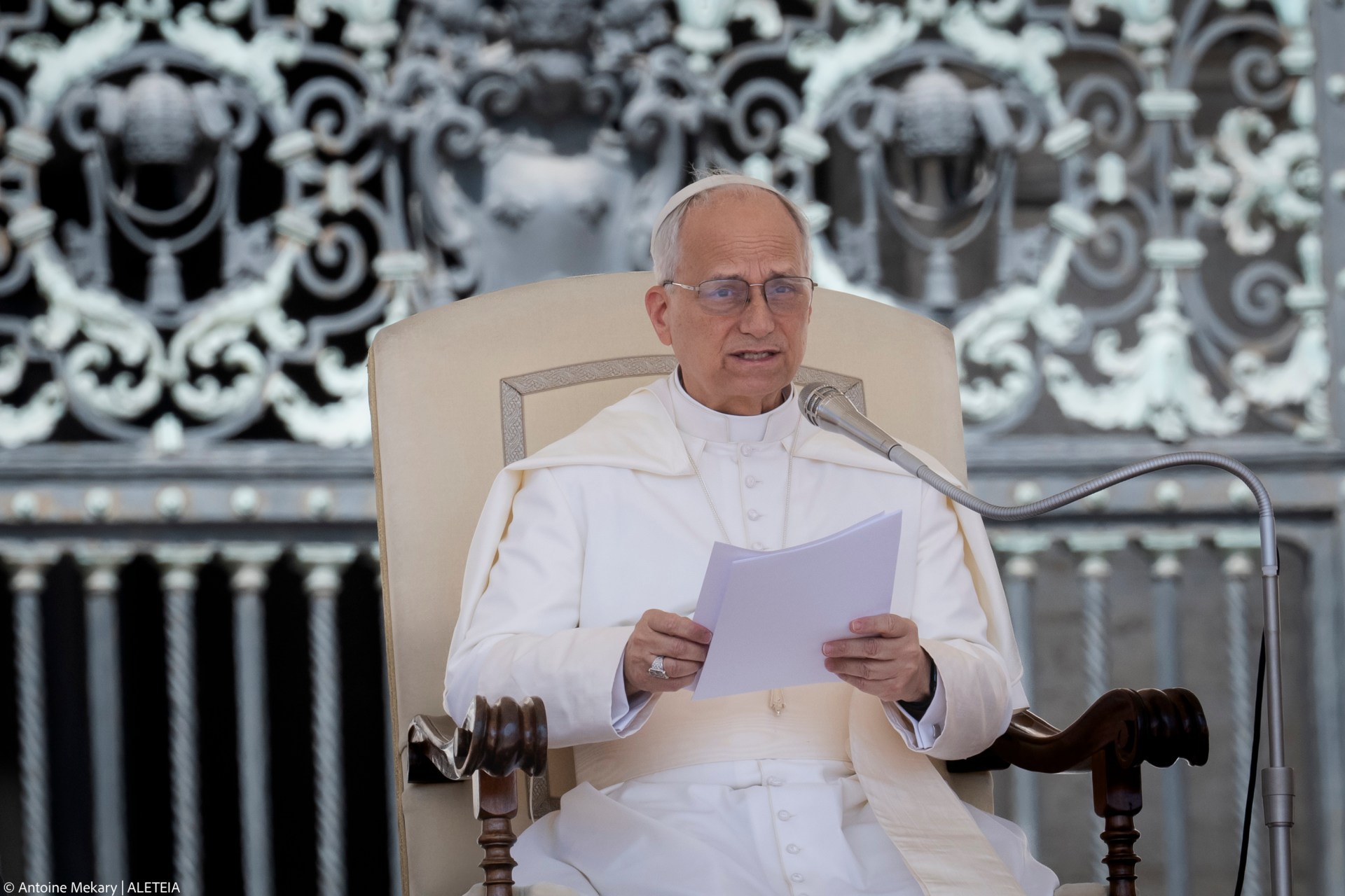 Pope Leo XIV during his weekly general audience in St. Peter's Square at the Vatican, on June 4, 2025.