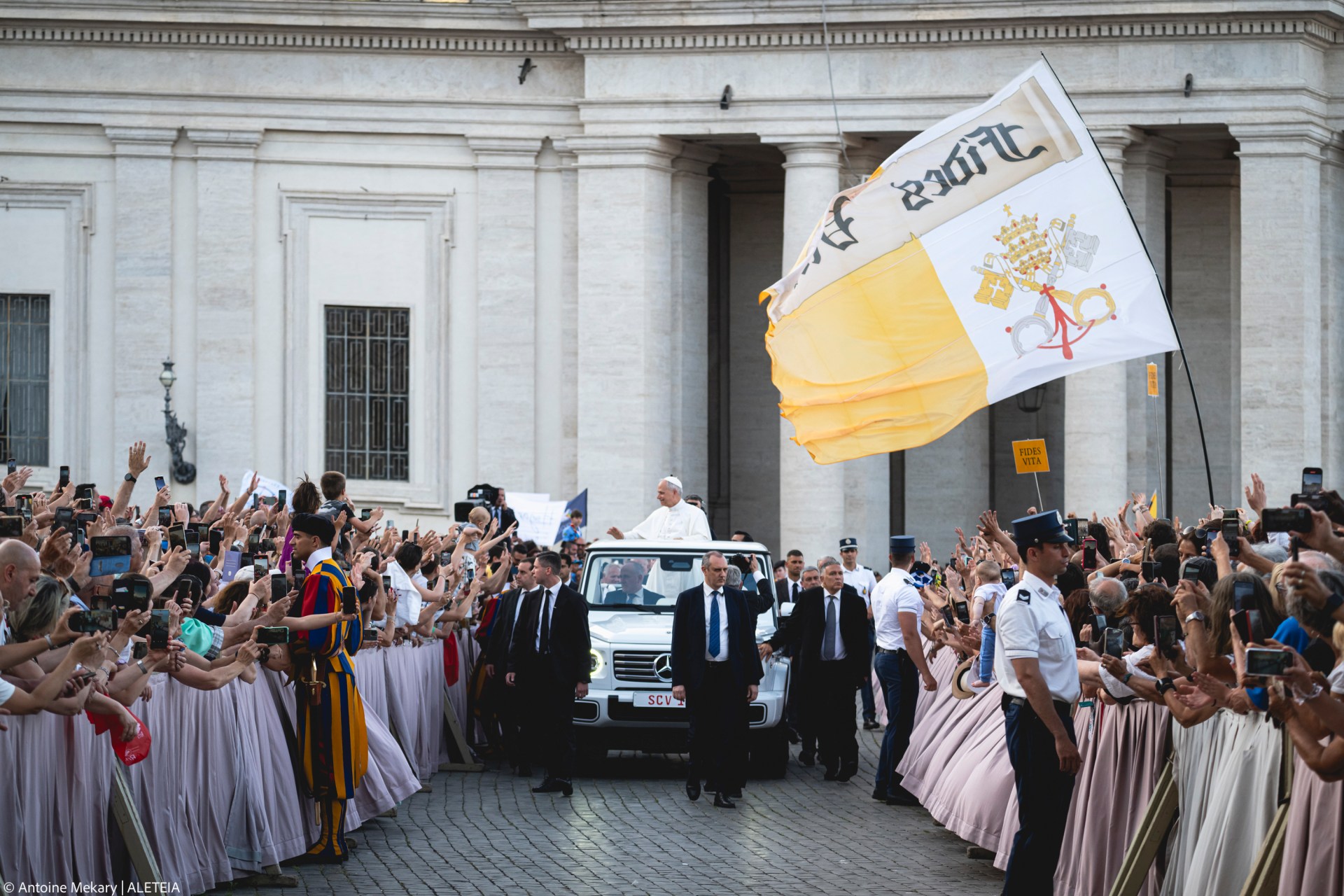 Pope Leo XIV during the Pentecost Vigil prayer in St. Peter's Square at the Vatican on June 7, 2025.