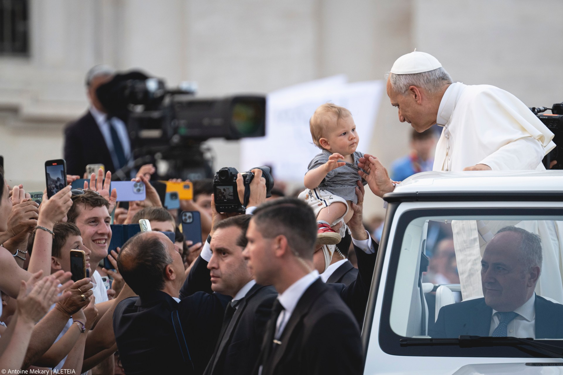 Pope Leo XIV during the Pentecost Vigil prayer in St. Peter's Square at the Vatican on June 7, 2025.