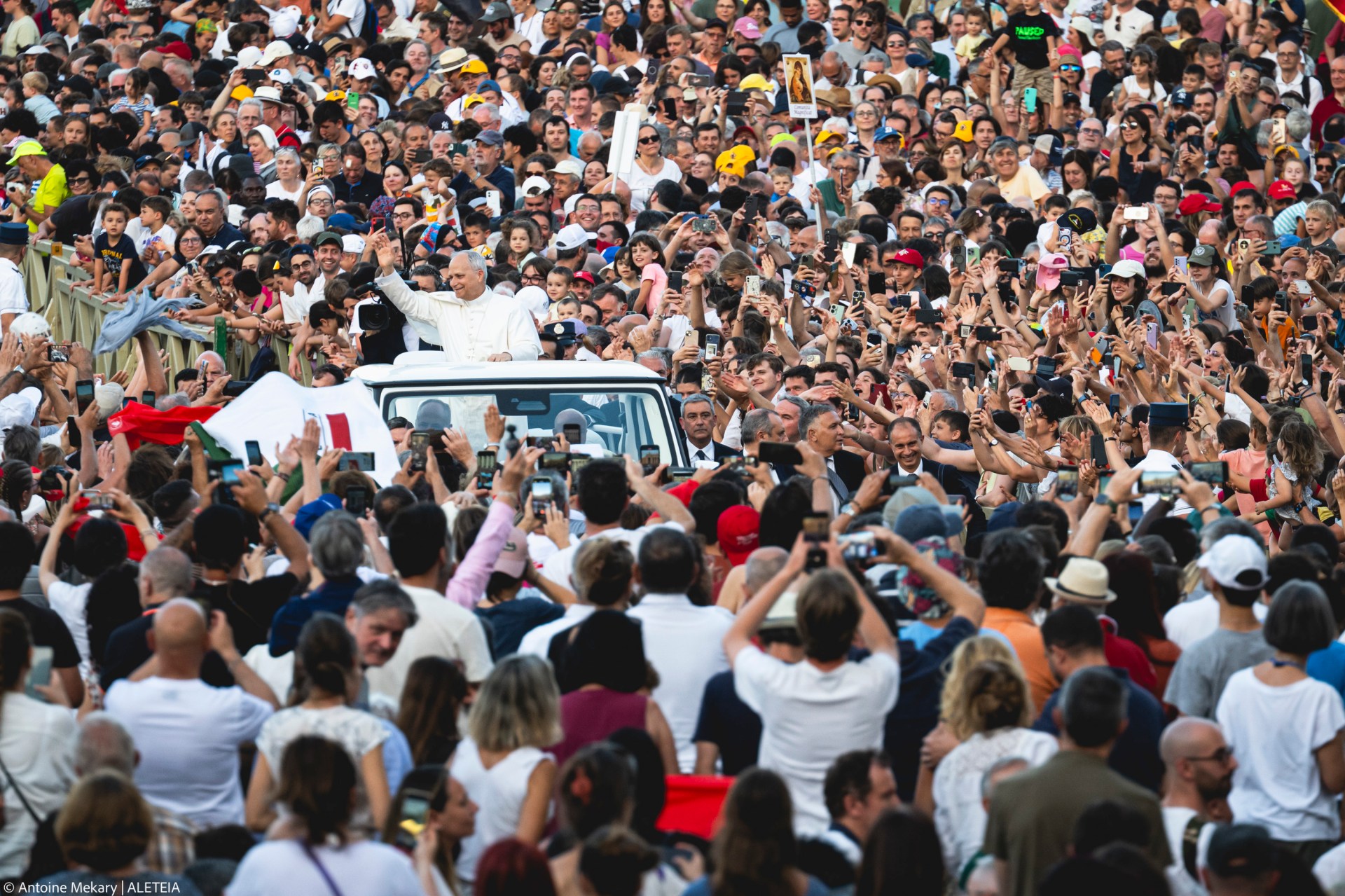 Pope Leo XIV during the Pentecost Vigil prayer in St. Peter's Square at the Vatican on June 7, 2025.