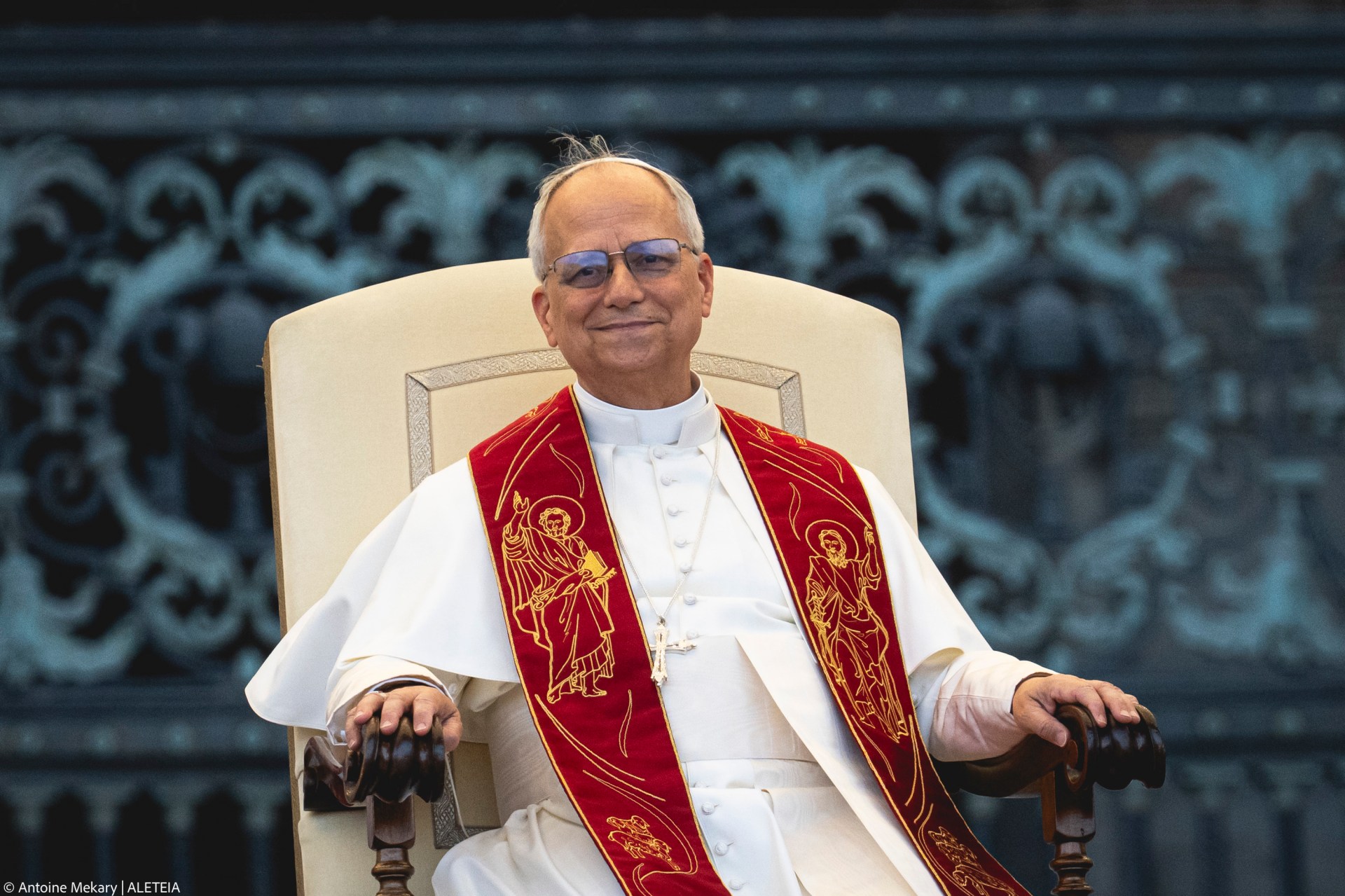 Pope Leo XIV during the Pentecost Vigil prayer in St. Peter's Square at the Vatican on June 7, 2025.