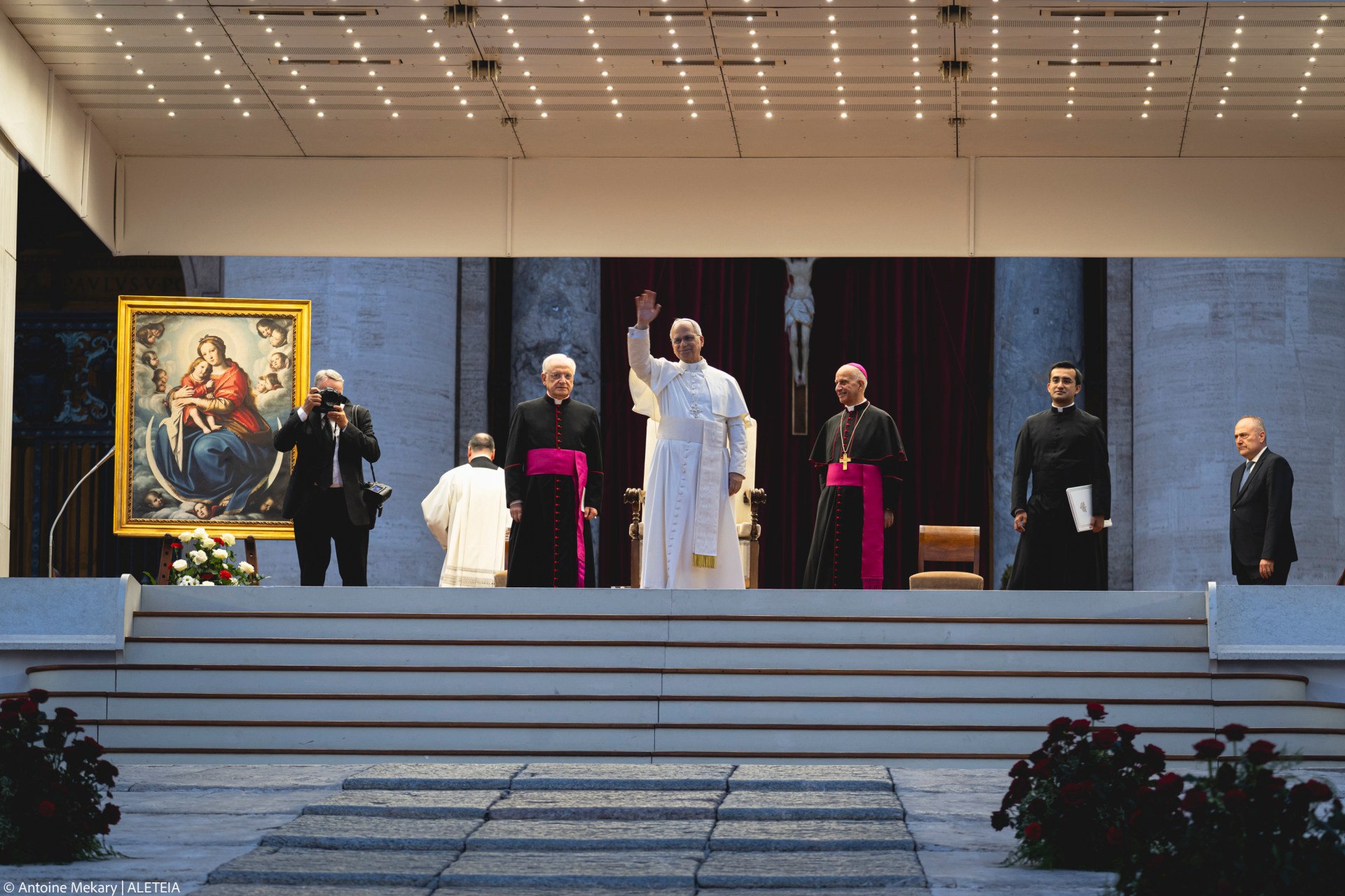 Pope Leo XIV during the Pentecost Vigil prayer in St. Peter's Square at the Vatican on June 7, 2025.