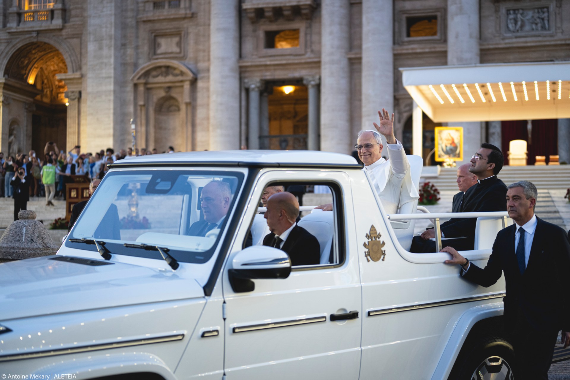 Pope Leo XIV during the Pentecost Vigil prayer in St. Peter's Square at the Vatican on June 7, 2025.
