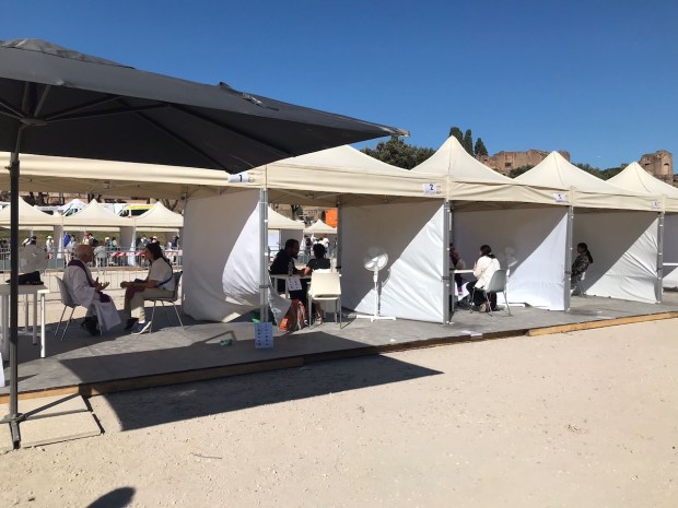 Priests hearing confessions during the Jubilee of Youth at the Circus Maximus on August 1, 2025