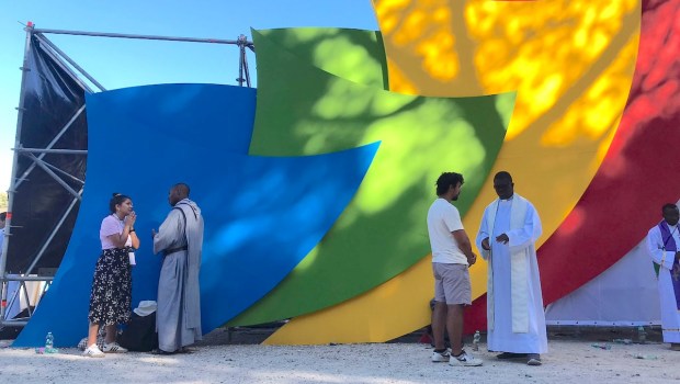 Priests hearing confessions during the Jubilee of Youth at the Circus Maximus on August 1, 2025